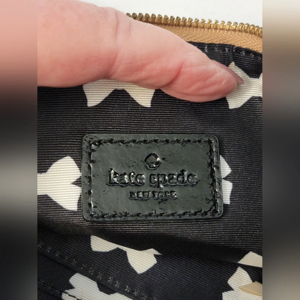 Kate Spade Cow Leather Tan and Black Wristlet